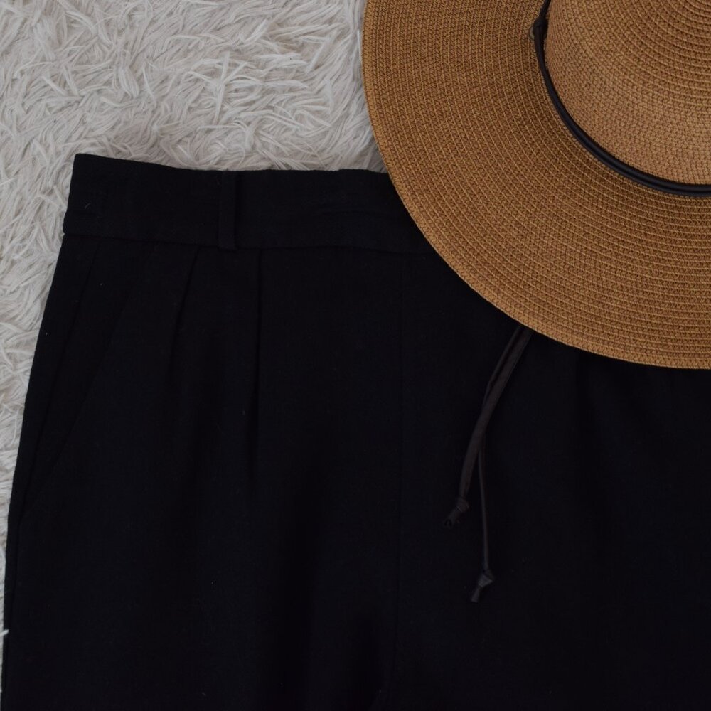 Vintage 90s Black Wool PLeated Trousers‎ size 12 | 32 waist